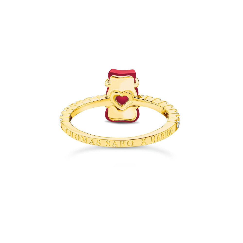 Sterling Silver HARIBO Gold Plated Zirconia Red Goldbears Ring TR2459-414-10