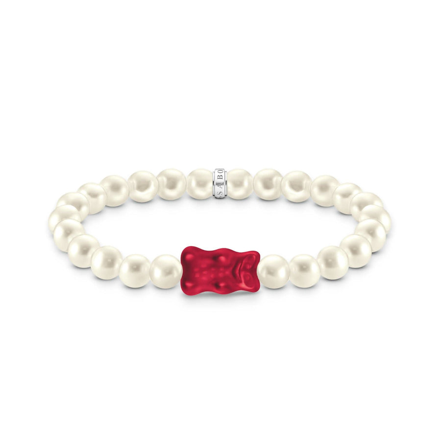Sterling Silver HARIBO Red Goldbears Pearl Bracelet A2154-017-10