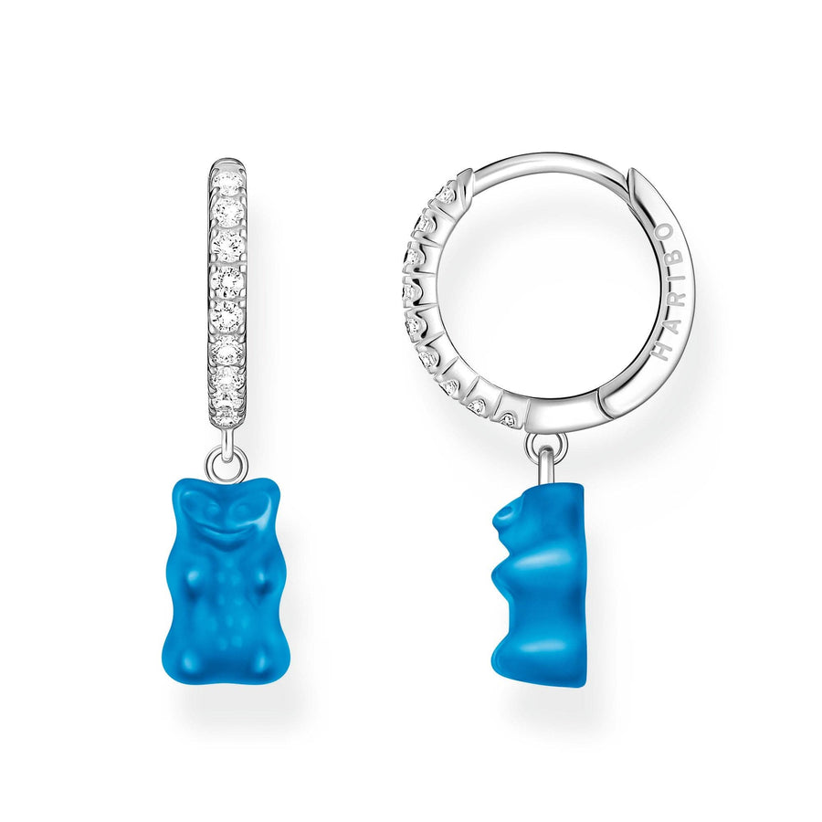 Sterling Silver HARIBO Zirconia Blue Goldbears Single Hoop Earring CR726-052-1