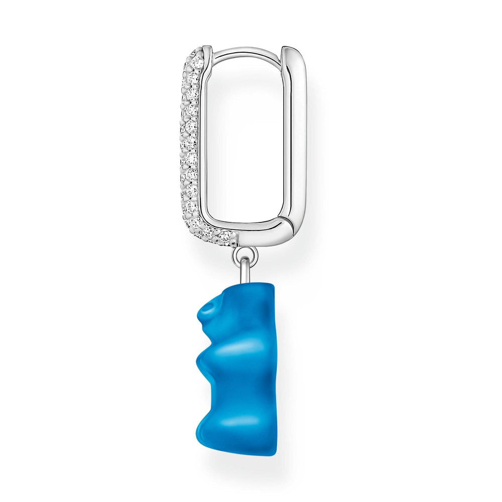 Sterling Silver HARIBO Zirconia Blue Goldbears Single Hoop Earring CR727-052-1