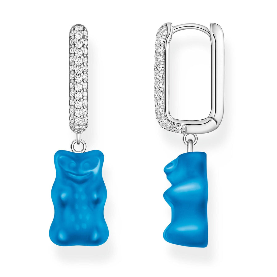 Sterling Silver HARIBO Zirconia Blue Goldbears Single Hoop Earring CR727-052-1