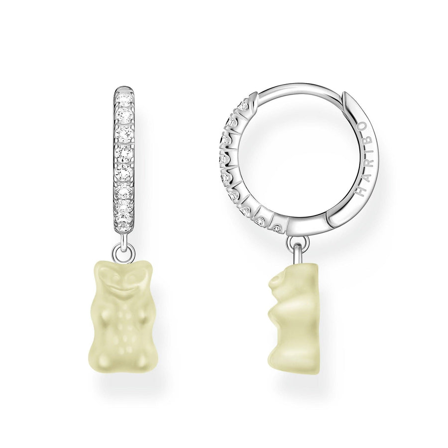 Sterling Silver HARIBO Zirconia White Goldbears Single Hoop Earring CR726-052-14