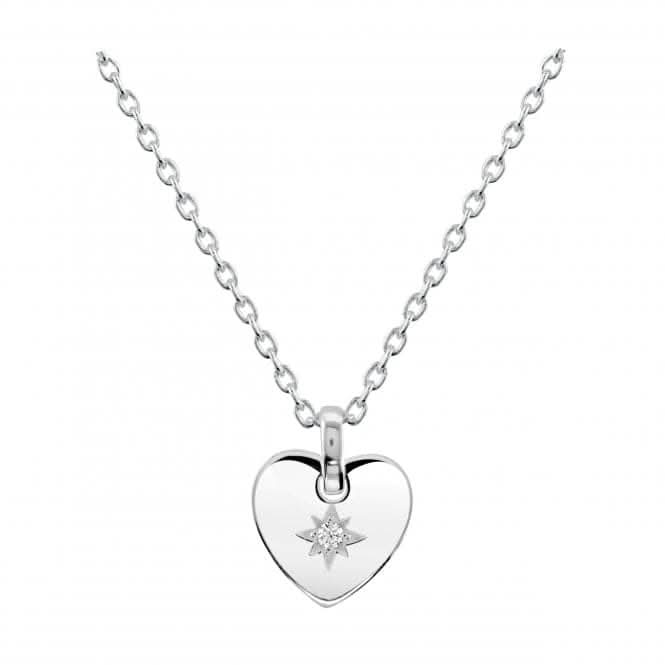 Sterling Silver Heart Cubic Zirconia Star Pendant 9090CZ