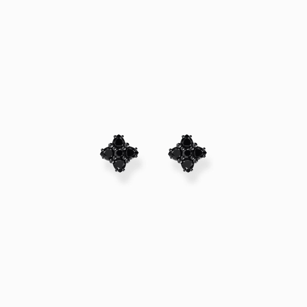 Sterling Silver Heritage Cross Black Zirconia Stud Earrings H2171-643-11