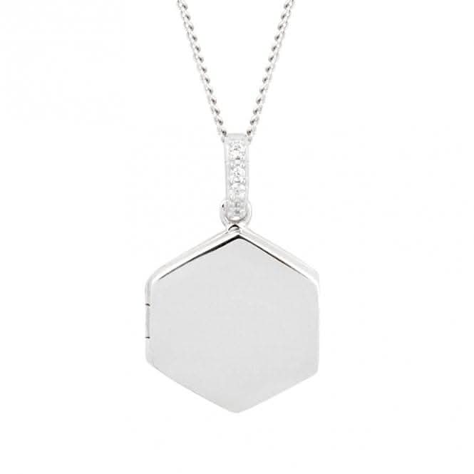 Fiorelli Silver Pendant Hexagonal Locket Zirconia P5097C