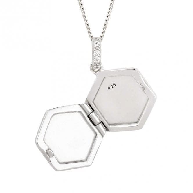 Fiorelli Silver Pendant Hexagonal Locket Zirconia P5097C