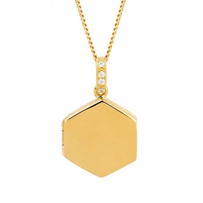 Fiorelli Silver Hexagonal Zirconia Gold Locket Pendant P5098C