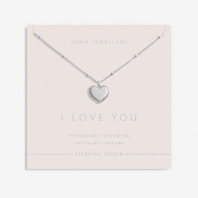 Sterling Silver I Love You Heart Pave 46cm + 5cm Necklace JJS0014Joma JewelleryJJS0014