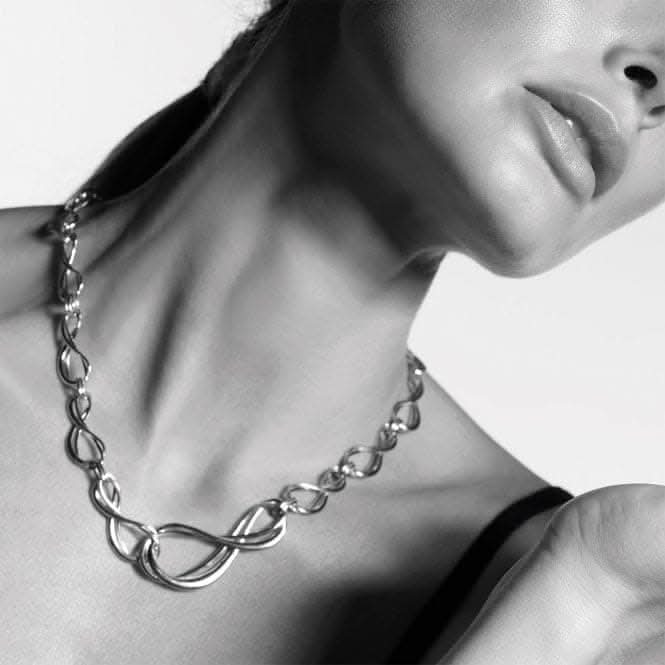 Sterling Silver Infinity Grande Link Collar Necklace 91164RP