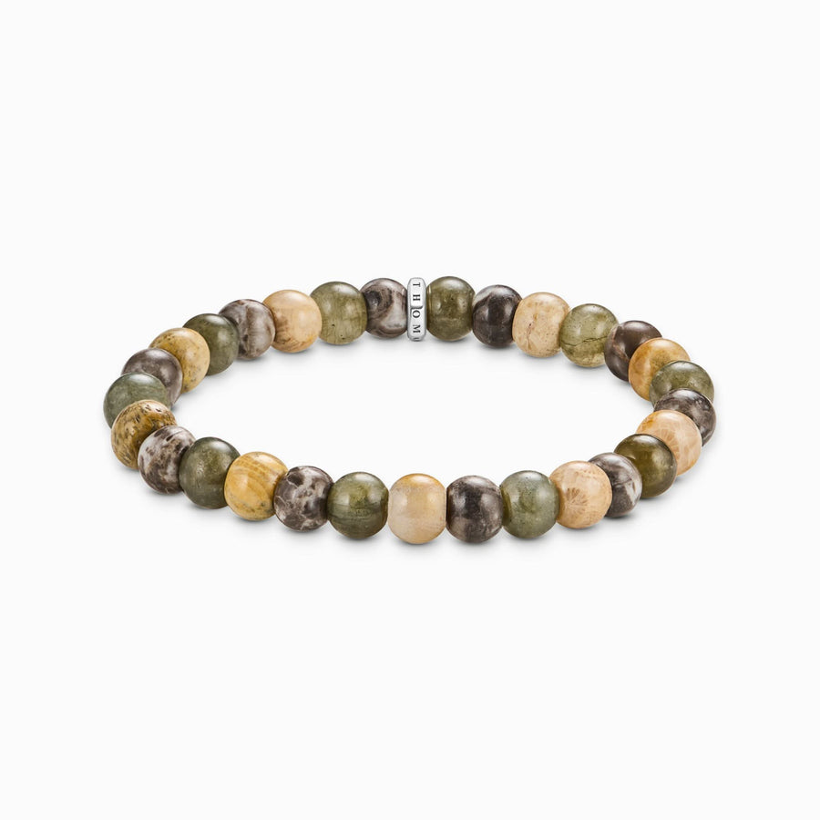 Sterling Silver Labradorite & Crocodile Jasper beaded Bracelet A2196-353-7