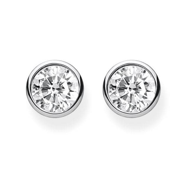 Sterling Silver Ladies Silver White Stone Ear Studs H1963-051-14