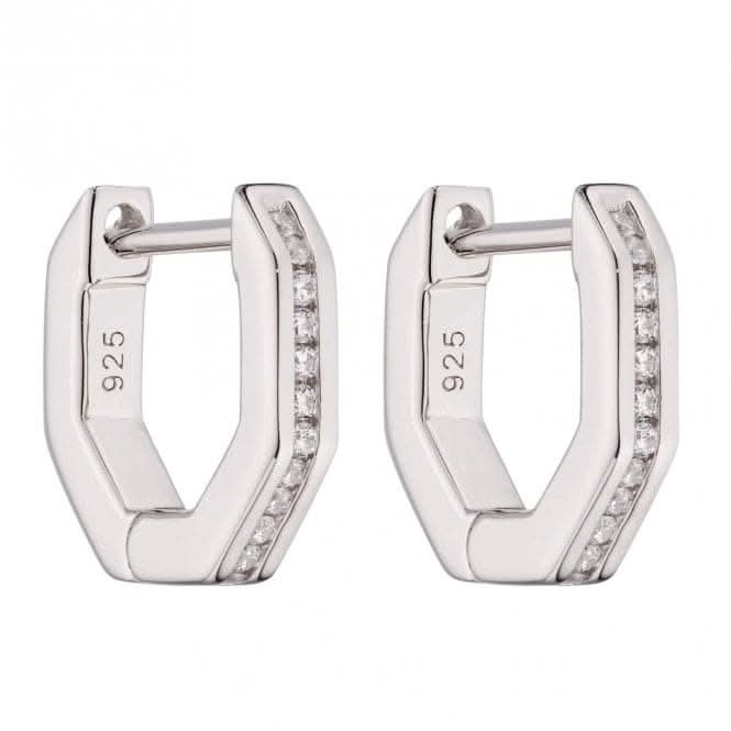 Fiorelli Silver Octagon Hoop Zirconia Earrings E6133C
