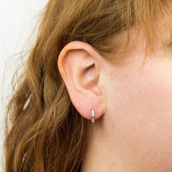 Fiorelli Silver Octagon Hoop Zirconia Earrings E6133C