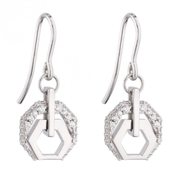 Fiorelli Silver Linked Hexagonal Zirconia Earrings E6132C