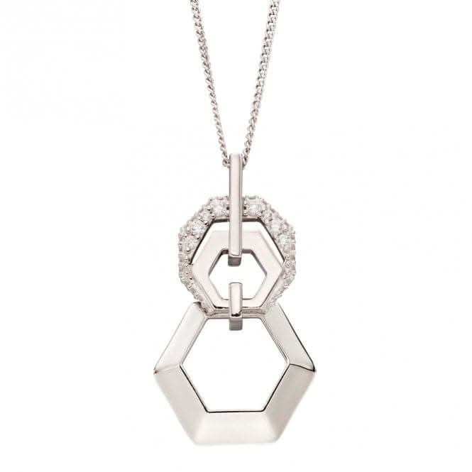 Fiorelli Silver Linked Hexagonal Zirconia Pendant P5076C