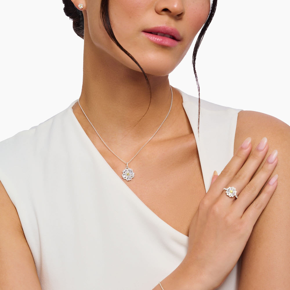 Sterling Silver Lovely Daisy Necklace KE2086-051-4