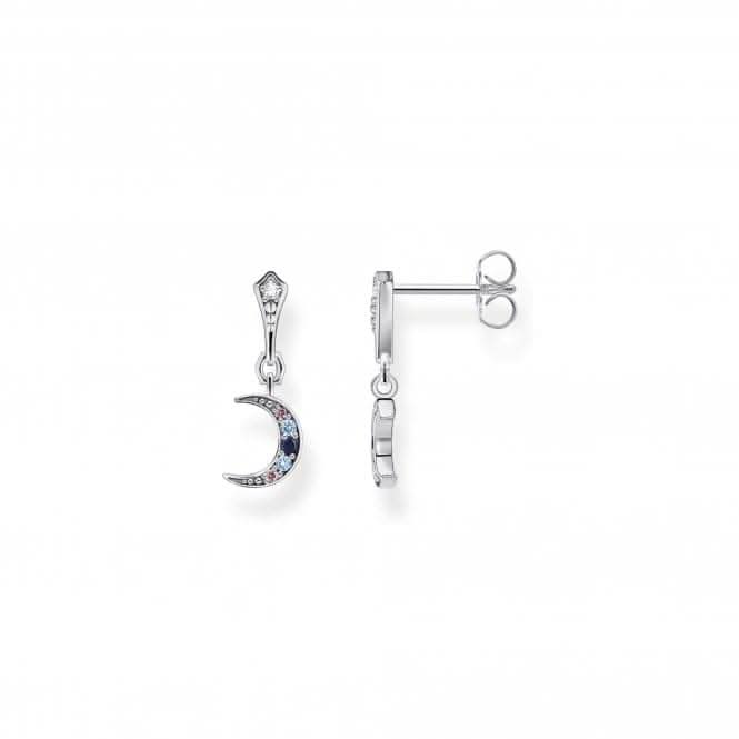 Sterling Silver Magic Stars Crescent Moon Earrings H2204-945-7