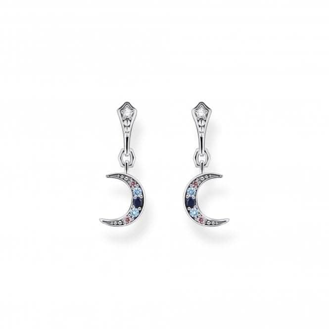 Sterling Silver Magic Stars Crescent Moon Earrings H2204-945-7