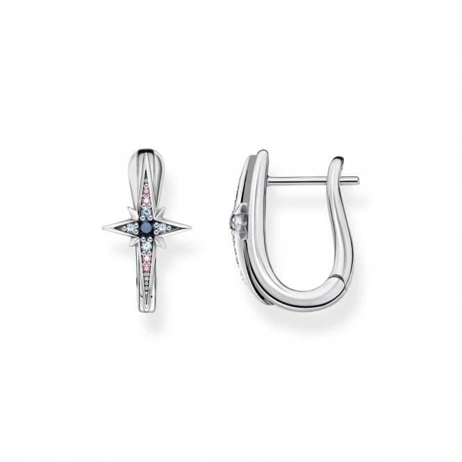 Sterling Silver Magic Stars Hoop Earrings CR678-945-7