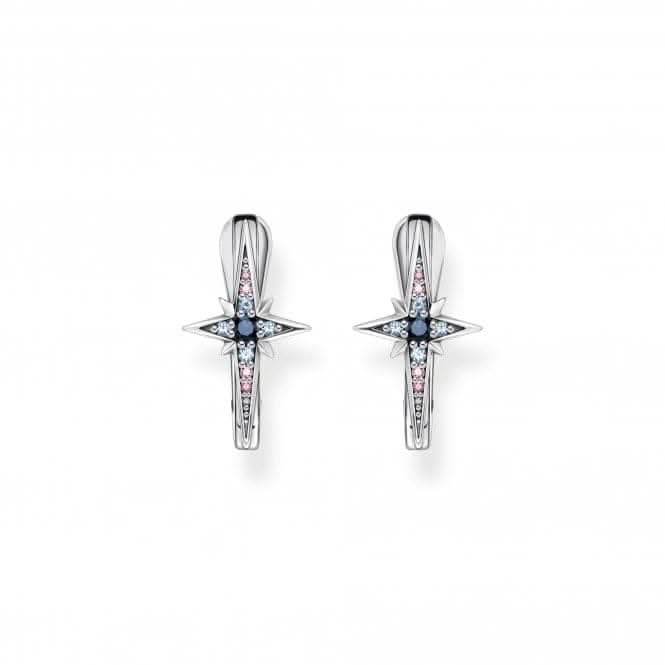 Sterling Silver Magic Stars Hoop Earrings CR678-945-7