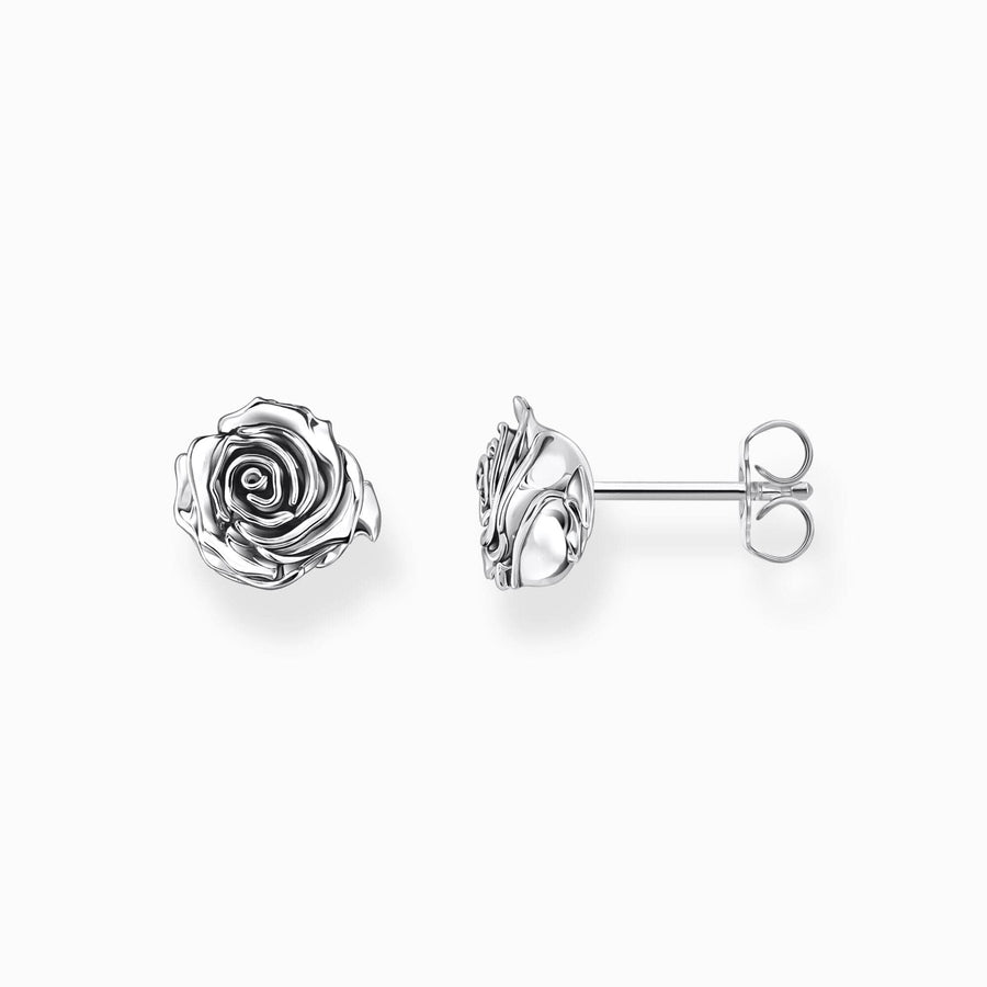 Sterling Silver Midnight Rose Ear Studs H2323-637-21