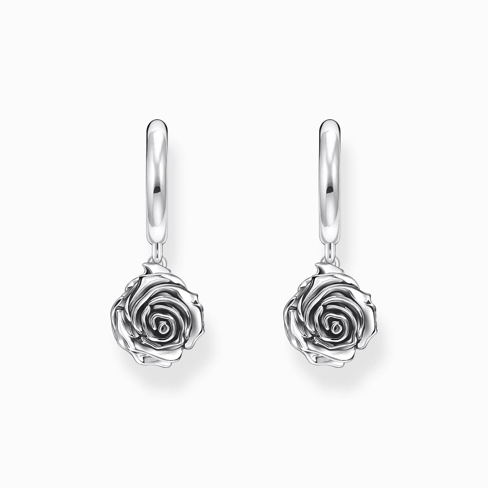 Sterling Silver Midnight Rose Hoop Earrings CR757 - 637 - 21Thomas Sabo Sterling SilverCR757 - 637 - 21