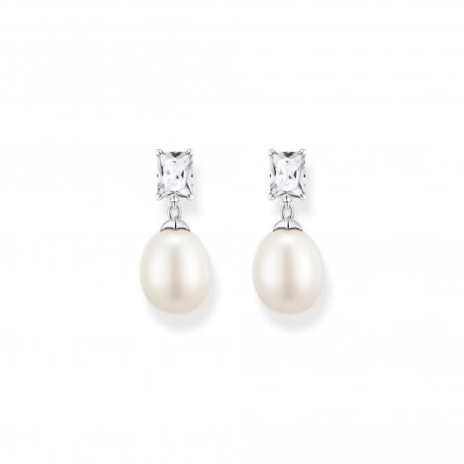 Sterling Silver Pearl Zirconia White Earrings H2241 - 167 - 14Thomas Sabo Sterling SilverH2241 - 167 - 14