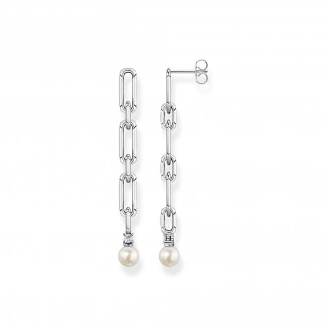 Sterling Silver Pearls And Links Earrings H2206-167-14
