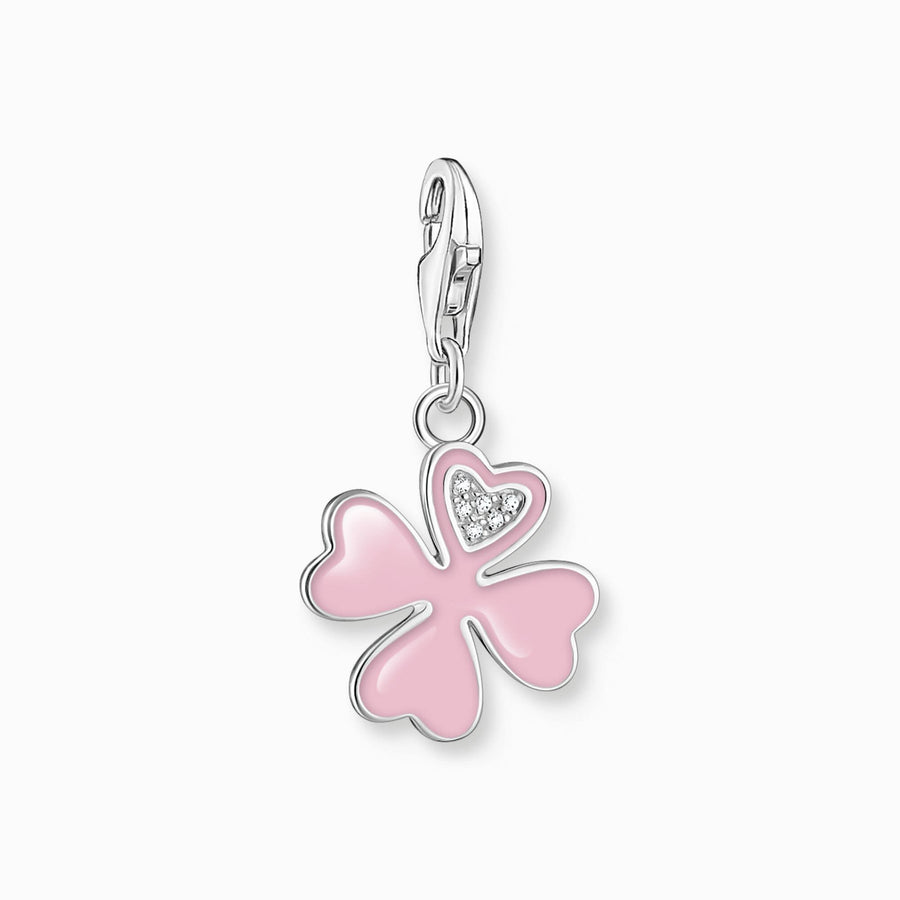 Sterling Silver Pink Enamel Clover Charm 2202-051-14