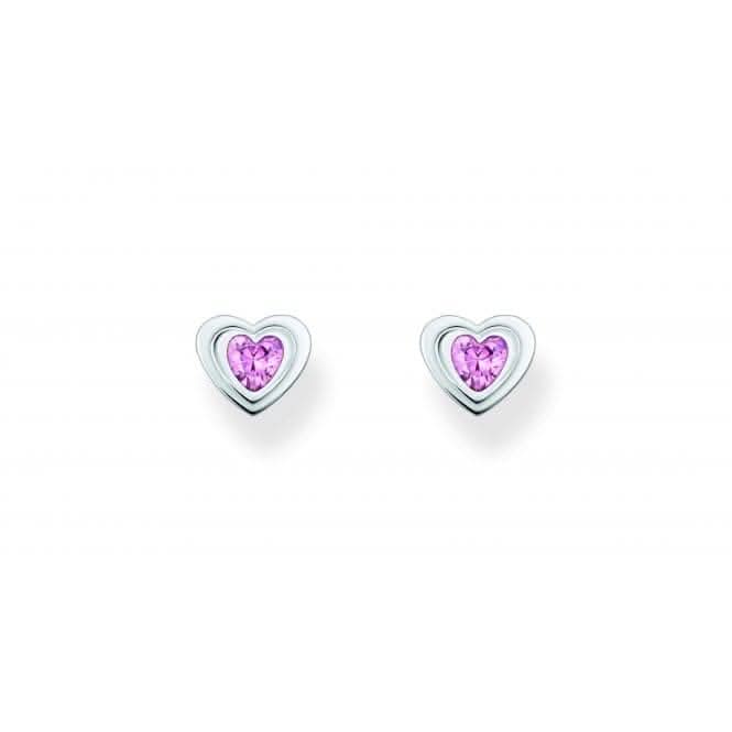 Thomas Sabo Sterling Silver Pink Heart Stud Earrings H2271-643-9