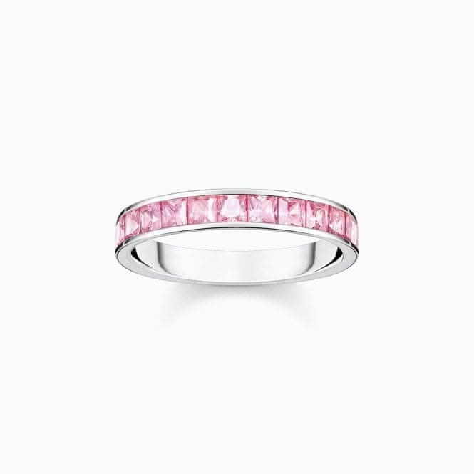 Sterling Silver Pink Pavé Stones Ring TR2358-051-9