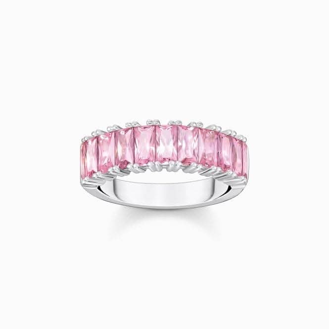 Sterling Silver Pink Pavé Stones Ring TR2366-051-9