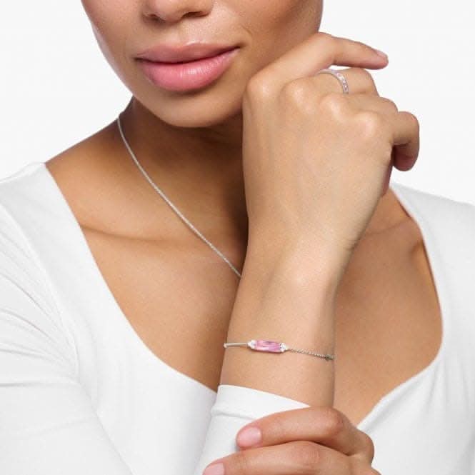 Sterling Silver Pink Stone Bracelet A2018-051-9