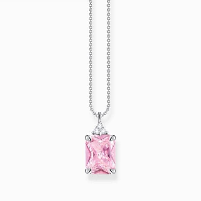 Sterling Silver Pink Stone Necklace KE2089-051-9