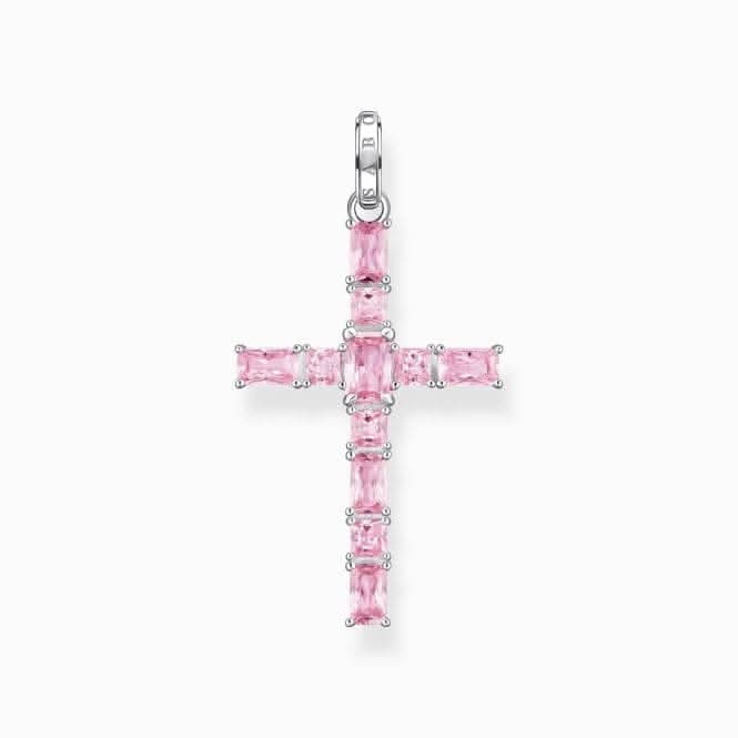 Sterling Silver Pink Stones Cross Pendant PE939-051-9