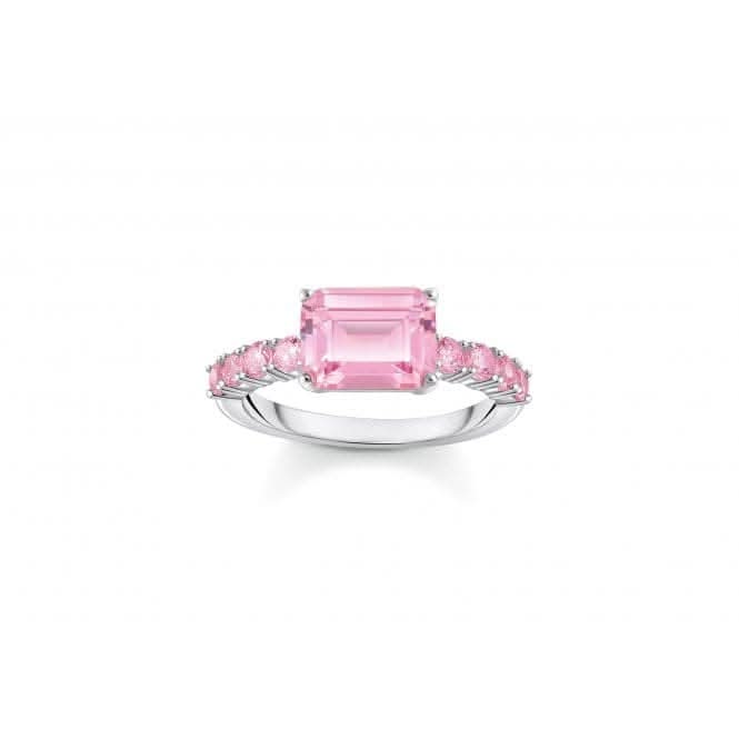 Sterling Silver Pink zirconia Stones Solitaire Ring TR2451-051-9
