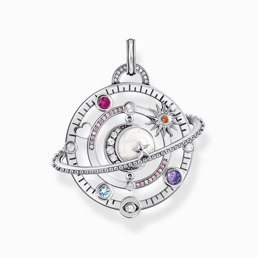 Sterling Silver Planetary Ring With Stones Pendant  PE953-318-7