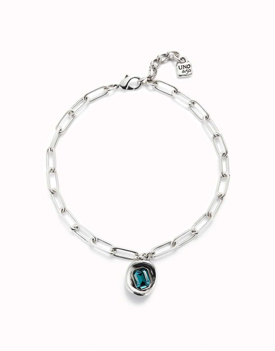 Sterling Silver Plated Faceted Crystal Blue Necklace COL1945AZUMTLUNOde50COL1945AZUMTL0U