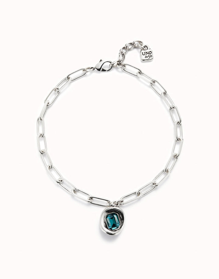 Sterling Silver Plated Faceted Crystal Blue Necklace COL1945AZUMTLUNOde50COL1945AZUMTL0U