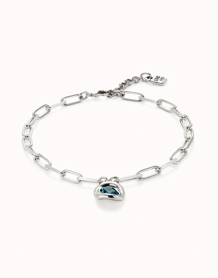 Sterling Silver Plated Faceted Crystal Blue Necklace COL1945AZUMTLUNOde50COL1945AZUMTL0U