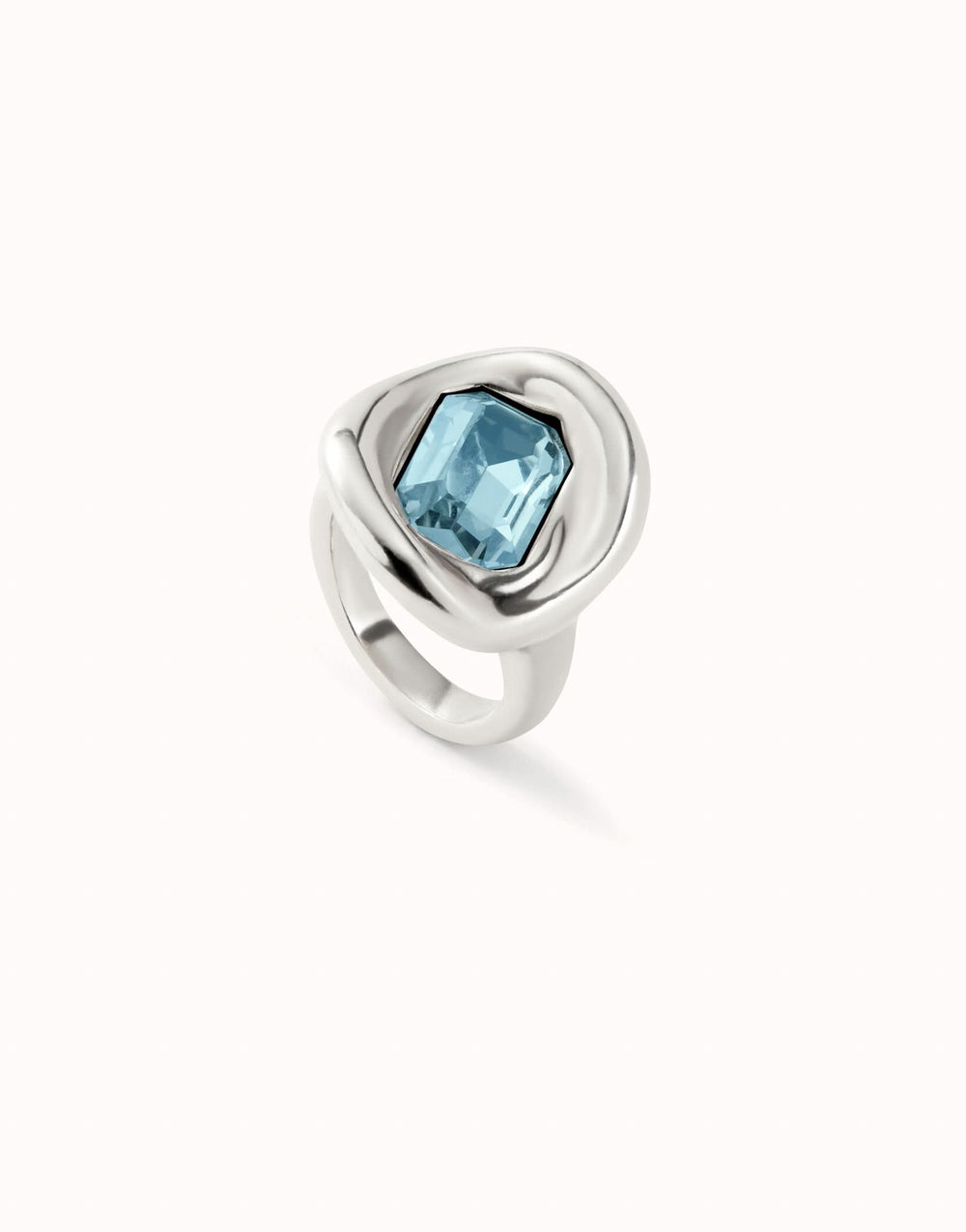 Sterling Silver Plated Faceted Crystal Blue Ring ANI0826AZUMTL