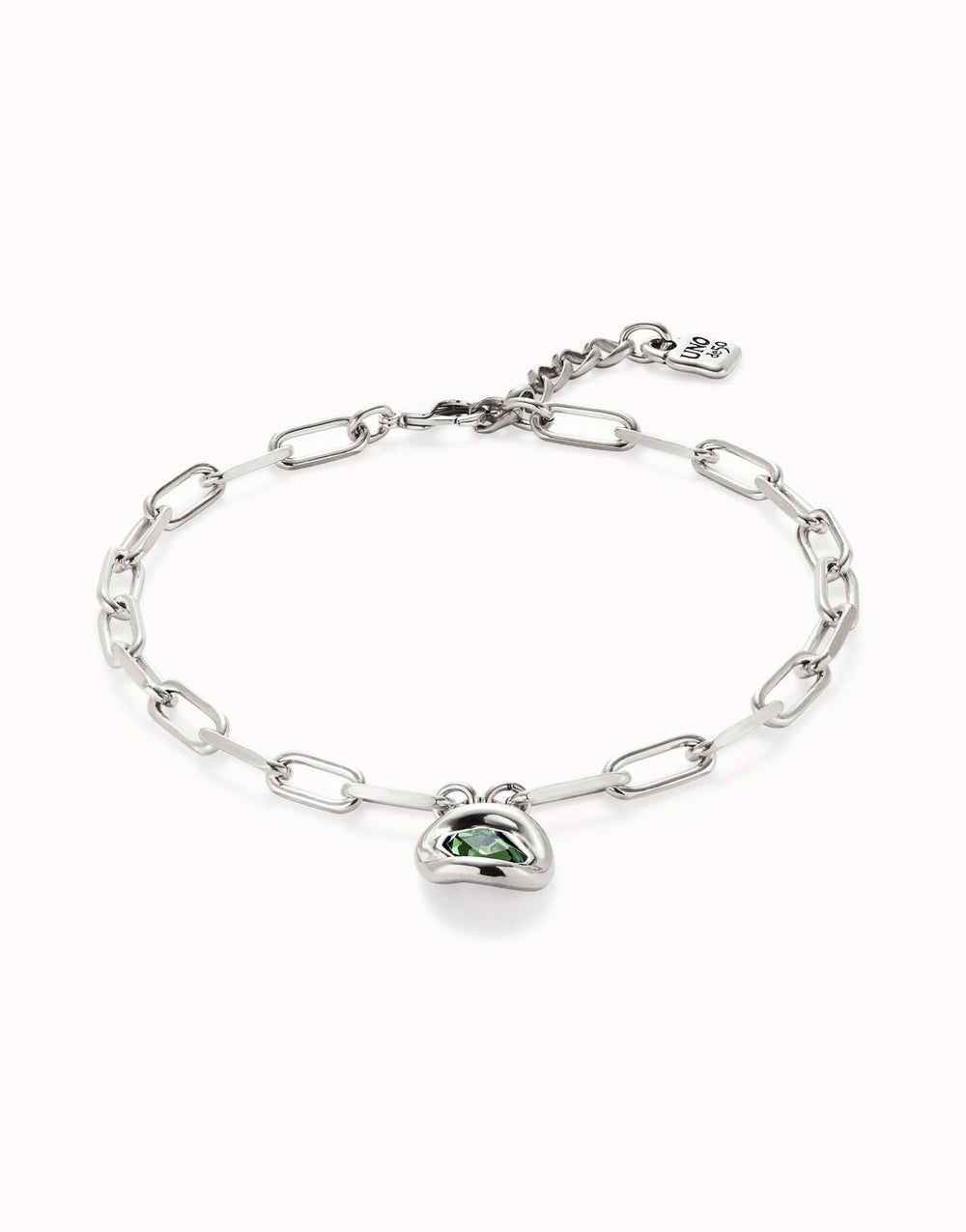 Sterling Silver Plated Faceted Crystal Green Necklace COL1945VRCMTL