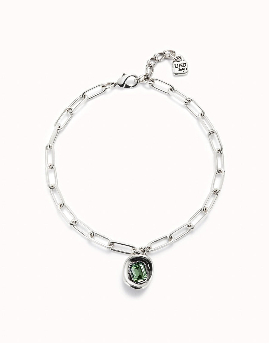 Sterling Silver Plated Faceted Crystal Green Necklace COL1945VRCMTL