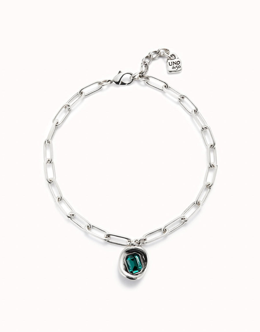Sterling Silver Plated Faceted Crystal Green Necklace COL1945VRDMTL