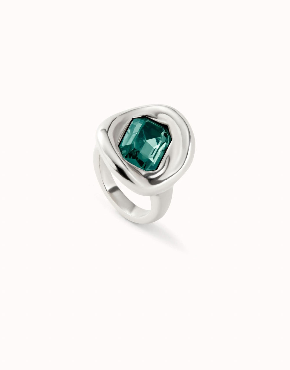Sterling Silver Plated Faceted Crystal Green Ring ANI0826VRDMTL