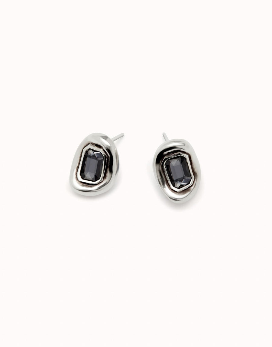 Sterling Silver Plated Faceted Crystal Grey Earrings PEN0964GRSMTL