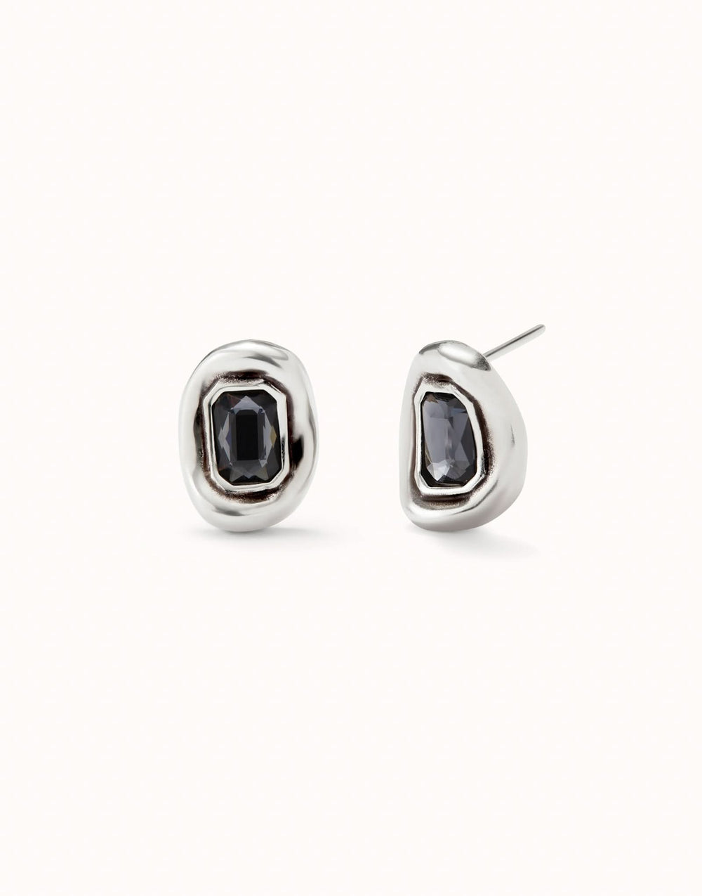 Sterling Silver Plated Faceted Crystal Grey Earrings PEN0964GRSMTL