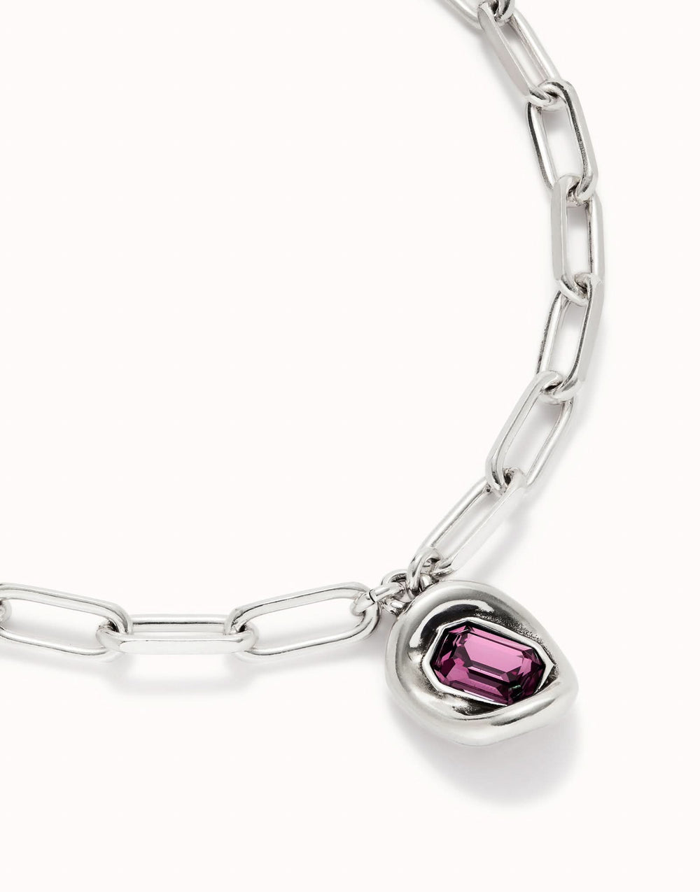 Sterling Silver Plated Faceted Crystal Pink Necklace COL1945RSAMTL