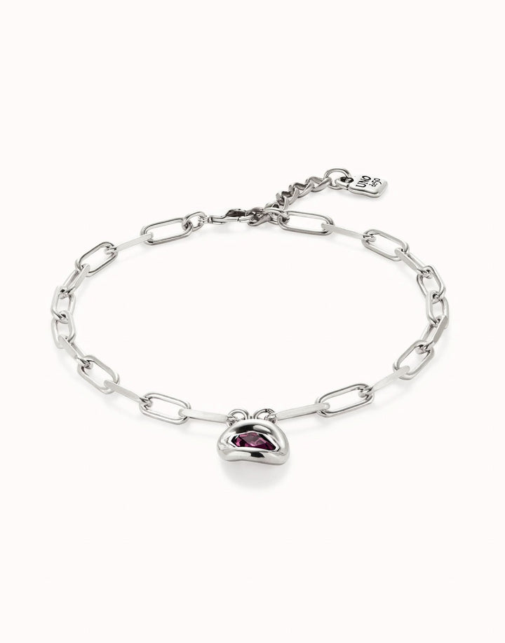 Sterling Silver Plated Faceted Crystal Pink Necklace COL1945RSAMTLUNOde50COL1945RSAMTL0U