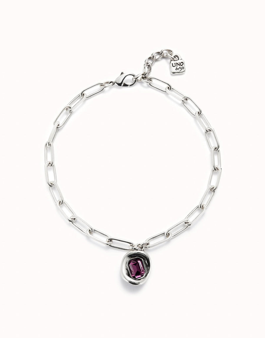Sterling Silver Plated Faceted Crystal Pink Necklace COL1945RSAMTL
